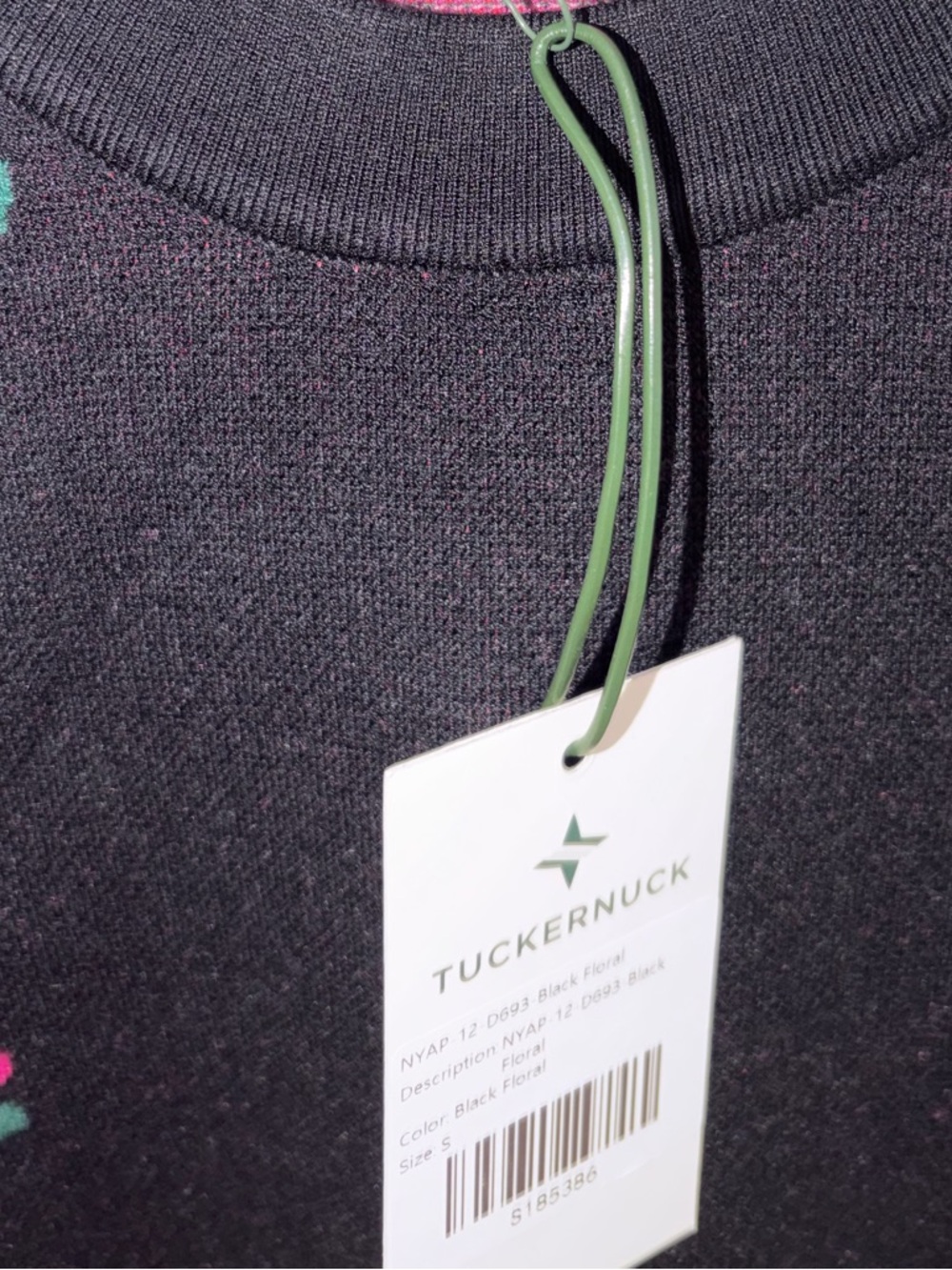 Tuckernuck Black Mini Shift Dress with Pink Floral Panels - Picture 5 of 6